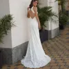 Vestido de noiva de sereia de renda cheia elegante e renda