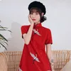 Vêtements ethniques Robe orientale noire courte Cheongsam Robe traditionnelle chinoise Vintage Femme filles modernes Qipao 11219