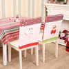 椅子は、Janeyu Knitted Embroidery Christmas Cover Santa Claus Snowman Bow Tie Set Table Decoration 2PCS/LOT