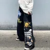 Jeans masculinos High Street Hip Hop Cargo Pants Japonês Mulher Mulher Masculina Desoltrando Anime Casual Sorto Casual Moda Harajuku