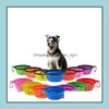 Dog Bowls Feeders Cat Water Dish Feeder Sile Foldable Feeding Bowl Travel Collapsible Pet Feed Tools 12 Colors Wll537Zwl Drop Deli Otfnu