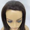 Silky Straight Full PU Wigs Brazilian Virgin Human Hair Dark Brown Color 2# 0.08mm Thin Skin Medium Cap Medical Wig for Black Woman