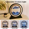 Nattlampor LED Moving Sand Art Table Lamp uppladdningsbar timglas 3D Craft Quicksand Decompression Landscape Flowing Sand Decor Night Light P230325