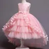 Flower Girl Dresses Weddings Sleeveless Tulle Party Dress for Kids Girls Lace Applicques Princess Ball Gown Pageant 403