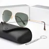 Erkekler Açık Güneş Gözlüğü Lüks Marka Tasarımcı Güneş Gözlükleri Erkek Kadın Metal Çerçeveli Temperli Cam Lens Polarize Gözlükler UV400