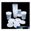 Measuring Tools 10Pcs 50Ml Plastic Transparent Measure Cups With White Lids Cap Container Liquid Beaker Drop Delivery Home Garden Ki Otx2Z