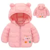 Jackets 2022 Winter Boys Warm Down Autumn Fashion Baby Girls Cute Cartoon Zipper Jacket Hooded Outerwear Children Coats