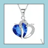 Naszyjniki wiszące Modne naszyjnik naturalny ametyst kryształ cyrkon w kształcie serca dla kobiet biżuteria łańcucha obojczyka dhs d294l Drop Deliv dhbzy