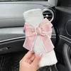 Safety Belts Accessories Winter Imitate Lamb Wool Car Seat Belt Cover Soft Plush Shoulder Pads Strap Harness Cushion Cute Bow Car Seatbelt Accessories T221212