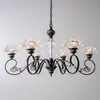 Pendant Lamps American Minimalist Wrought Iron Living Room Dining Creative French Light Luxury Glass Crystal Bedroom Chandelier