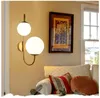 Wall Lamp FUMAT Modern Nordic Lamps White Glass Shades Gold Metal Sconce Living Room Bedside Bedroom Lights