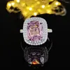 Anéis de casamento 2022 Chegada anel de noivado de almofada de cor rosa de luxo para mulheres para mulheres presentes de jóias r7298