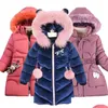 Вниз по пальто дети Зимние подростки сгущенным хлопковым капюшоном Parka Дети теплые длинные куртки для малыша верхняя одежда 221012 Drop Deliver Dhfbb