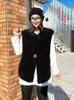 Kvinnors västar Fashion Office Ladies Real Fur Vest Tank Top Single Button ärmlös ulljacka o-hals Casual Autumn Winter Women Waistcoat