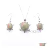 Oorbellen Ketting Mode-sieraden Set Dangle Voor Vrouwen Natuursteen Unakite Jasper Schildpadvorm Hanger Ketting 18 Dq3104 Drop De Dh78Y