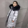 Casaco para baixo crianças jaquetas de inverno quentes para roupas da menina grande pele com capuz adolescente meninas extra longo à prova dwaterproof água parka tz677