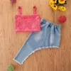 Completi di abbigliamento Summer Girl Set Pink Vest Denim Skirt Suits per bambini
