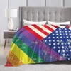 Blankets Soft Warm Fleece Blanket USA And Gay Grunge Flag Winter Sofa Throw 3 Size Light Thin Mechanical Wash Flannel