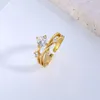 Anelli a grappolo Anello di proposta regolabile per le donne Croce Cubic Zirconia Colore oro Accessori da sposa Accessori per gioielli Regalo KCR003