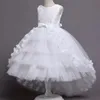 Vestidos de flor de flores casamentos vestido de festa de tule sem mangas para crianças Apliques de renda para crianças concurso de vestido de bola 403