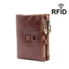 Herrpl￥nbok RFID Blockerar Vintage ￤kta l￤derpl￥nbok med dragkedja f￶r men205b