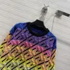 Designer Fashion Women's Knitwear Bright Sweater Against Yarn Jacquard Loose Crew Neck Long Sleeve Top