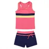 Kledingsets meisjes badkleding outfits 2 stks gymnastiek turnard zwempak tankini sport vest tops met zwem shorts children's strand baden