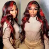 Highlight Wig Human Hair Body Wave Lace Front Wig Black Red Wigs For Women Synthetic Heat Resistant6054253