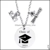 Pendanthalsband 2021 Graduation Presentv￤nner Inspirerande halsband smycken rostfritt st￥l f￶r hennes gymnasium DHS Drop Delivery P DHB6G