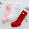 Сплошной лук Baby Girls колена высокие носки милые носки для новорожденных