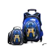 Backpacks 3D School Bags On Wheels Trolley Wheeled Backpack Kids Rolling For Boy Children Travel Lj201225 Drop Delivery Baby Materni Dhlms