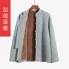 Ethnische Kleidung Herbst Winter Tang-Anzug Jacken Baumwolle Fleece Warm Halten Chinesischen Stil Dicken Mantel Retro Hanfu Männer Traditionelle Tops