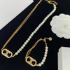 Luxurys Designer Damenschmuck Halskette C Ohrringe Mode Diamanten Anhänger Halsketten Armband mit Perlen Designer Frau Schmuck