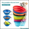 Компания для собак кормушки складываемые поставки Sile Pulls Puppy Bowl Portable Pet Feeding с помощью пряжки для скалолаза