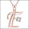 Pendant Necklaces 26 English Letters For Women Men Fashion Alphabet Rhinestone Personality Jewelry Birthday Gifts P166Fa Drop Delive Dhsds