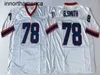 Homens Vintage Football Thurman 34 Thomas Jim 12 Kelly 78 Bruce Smith 83 Andre Reed Sticthed Retro Jerseys Blue Size S-3xl