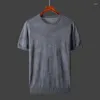 Men's T-skjortor 2022 Summer Men Ice Silk Casual Sweater T-shirts Thin Short Sleeve Pullovers Male Plus Size O-Neck stickade tees W808