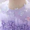 Flickklänningar Little Girls Cosplay Summer Flower Girl's Purple Dress Clothing With Pearls Beauty Princess Clothes Customs