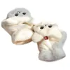 five fingers glovesWomen Thicken Plush Warm Half Finger Gloves Cute Cat Embroidery