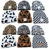 Modebrev stickade hattar vinterhåror unisex leopardko tryckt skalle mössor designer motorhuven trendig etikett virkning hatt stickning beanie hip hop örat muff 12 färger