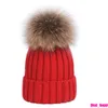 2022 Autumn and Winter cap Women's Wool Knitted Warm caps Knitted Hat Cashmere Soft Waxy Texture Super Fox Ball Customized More colors hats