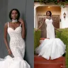 Underbara spetsmästerskapsbröllopsklänningar Spaghetti -nackskjolor Brudklänningar plus storlek Appliced ​​Vestido de Novia 2022