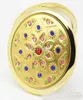 Gold stop dekoracyjne okrągłe lustro podwójne składanie mini kieszeni kompaktowe lustro kobiety kwiat makijażu lustra walentynki prezent Favor6733731