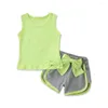 Clothing Sets Summer Girl Set Cotton Sleeveless Vest Shorts Casual Sports Suits For Kids Fashion Girls