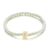 Bracelets porte-bonheur ZMZY simulé perle Bracelet lettre initiale coquille chaîne élastique pour femme bijoux de mode