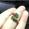 Cluster Rings Woman Ring Natural Hetian Jasper 925 Sterling Silver Wholesales Fine Jewelry Gem Size 5mm 2pcs