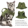 Collari per cani Guinzagli Tattico militare Imbracatura per gatti Nylon Puppy Cat Vest Imbracature con manico regolabile per gatti Cani di piccola taglia Pet Training Walking T221212