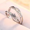 Cluster Rings 2PCS/Pair Men Women Copper Silver Plated Couple Wedding Engagement Ring Crystal Valentine Day Gift Wholesale