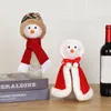 Decorazioni natalizie Copri bottiglia di vino Bella testa di pupazzo di neve di Babbo Natale Decorazione creativa per feste di Natale