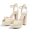 Fashion Designer Sacora Sandals Shoes Pearls White Leather Women's Evening Bridal High Heels Designer Lady Pumps Party Wedding212I